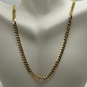 Gold 24" Miami Cuban Curb Chain - 925 Italy - Ladies/Men/Unisex